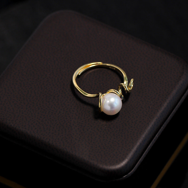 Golden Bud Freshwater Pearl Adjustable Ring