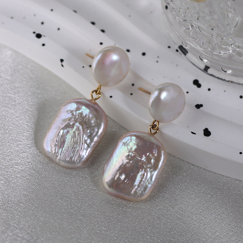 Square Baroque Freshwater Pearl Drop Earrings