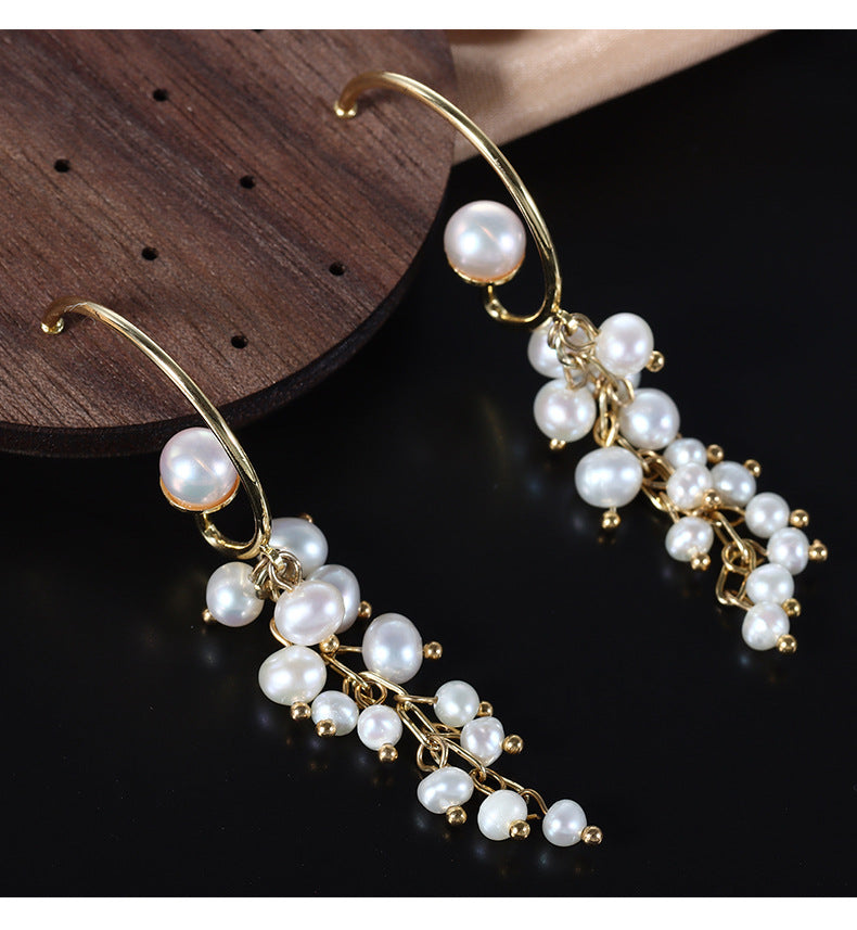 Grape Shape Pearl Drop Earrings