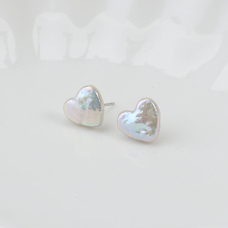 Baroque Heart Freshwater Pearl Stud Earrings