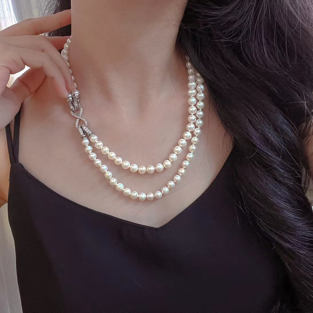 Infinity Grace – Double Strand Pearl Necklace