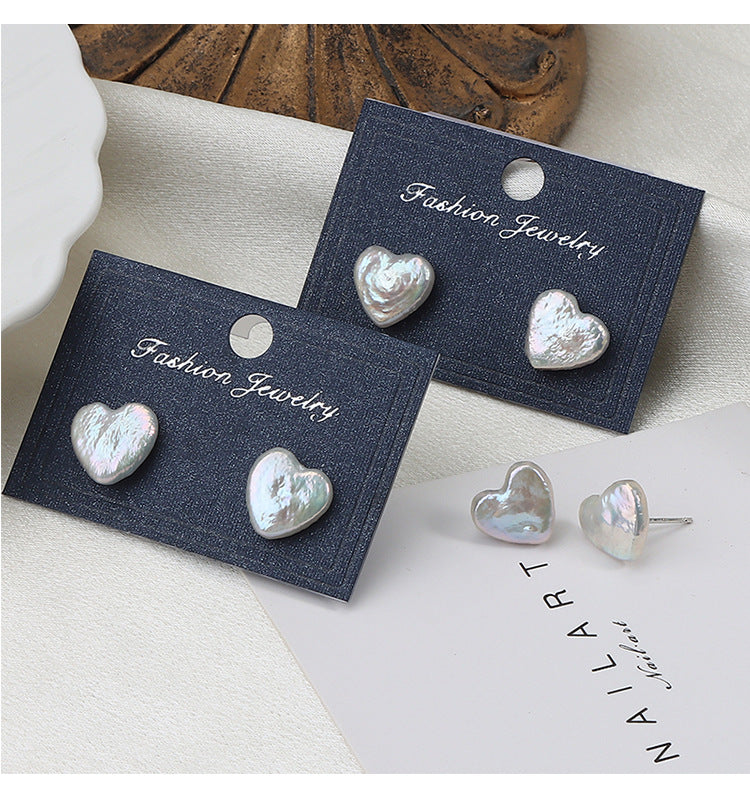 Baroque Heart Freshwater Pearl Stud Earrings