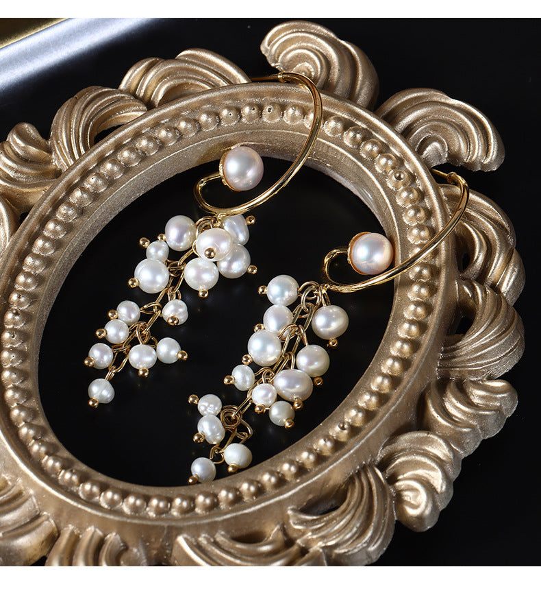 Grape Shape Pearl Drop Earrings