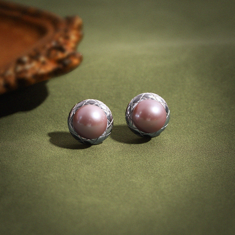 Roselle Grace - 12mm Lavender Pink Freshwater Pearl Stud Earrings