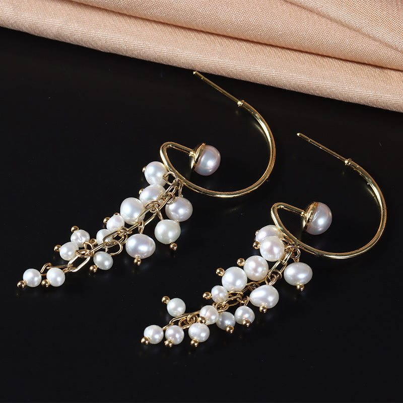 Grape Shape Pearl Drop Earrings