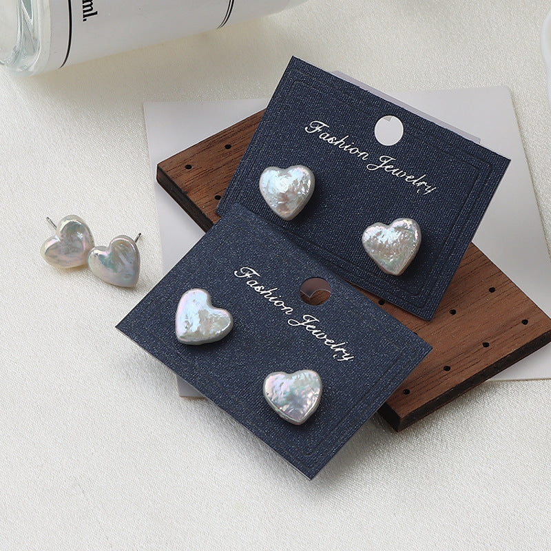 Baroque Heart Freshwater Pearl Stud Earrings