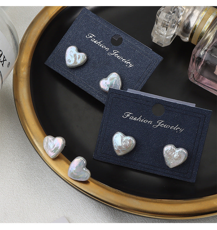 Baroque Heart Freshwater Pearl Stud Earrings