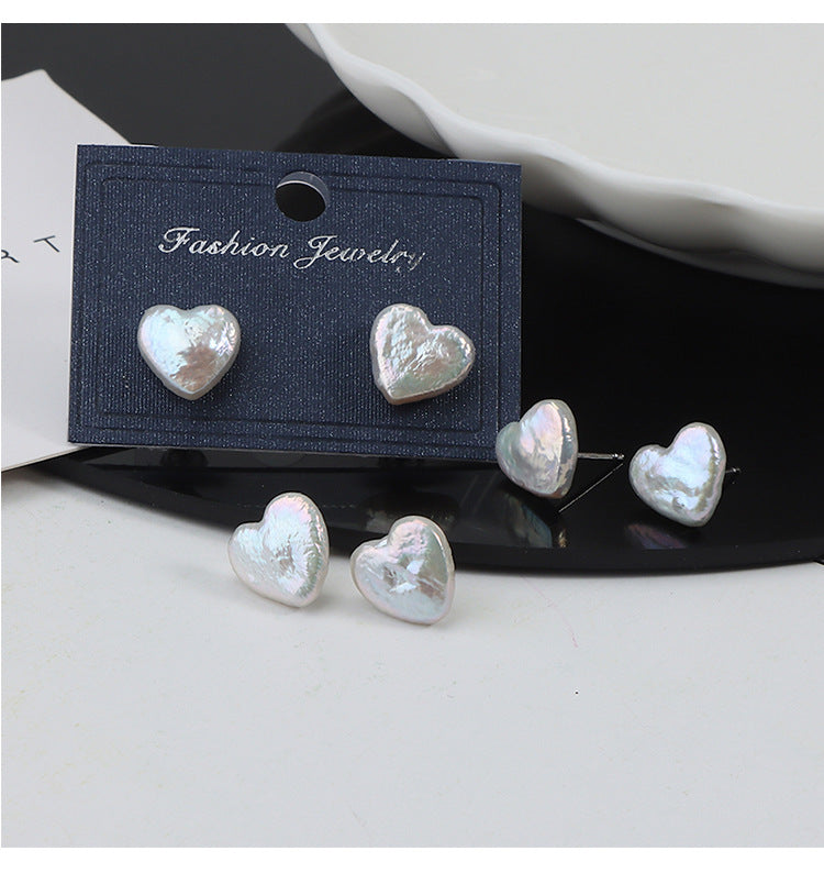 Baroque Heart Freshwater Pearl Stud Earrings