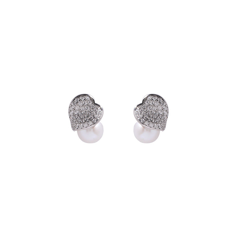 Coin Pearl Earrings - Large Silver Baroque - Natural  Lustrous Fresh‎ Water Pearl and Crystal Silver Earrings display picture 1