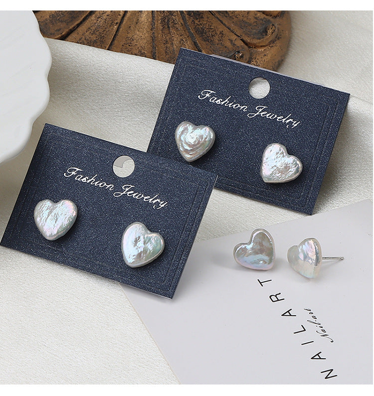 Baroque Heart Freshwater Pearl Stud Earrings