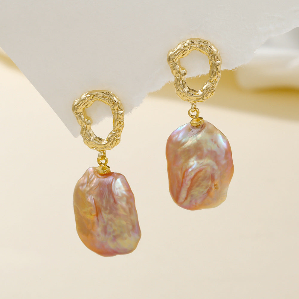 Pink Freshwater Baroque Pearl Drop Earrings