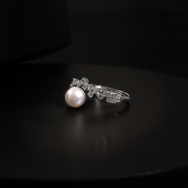 Starlit Grace – 8mm Freshwater Pearl Ring