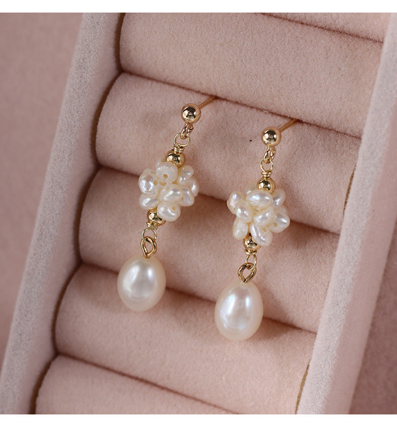 Naturalism Oval Freshwater Pearl Drop Earrings