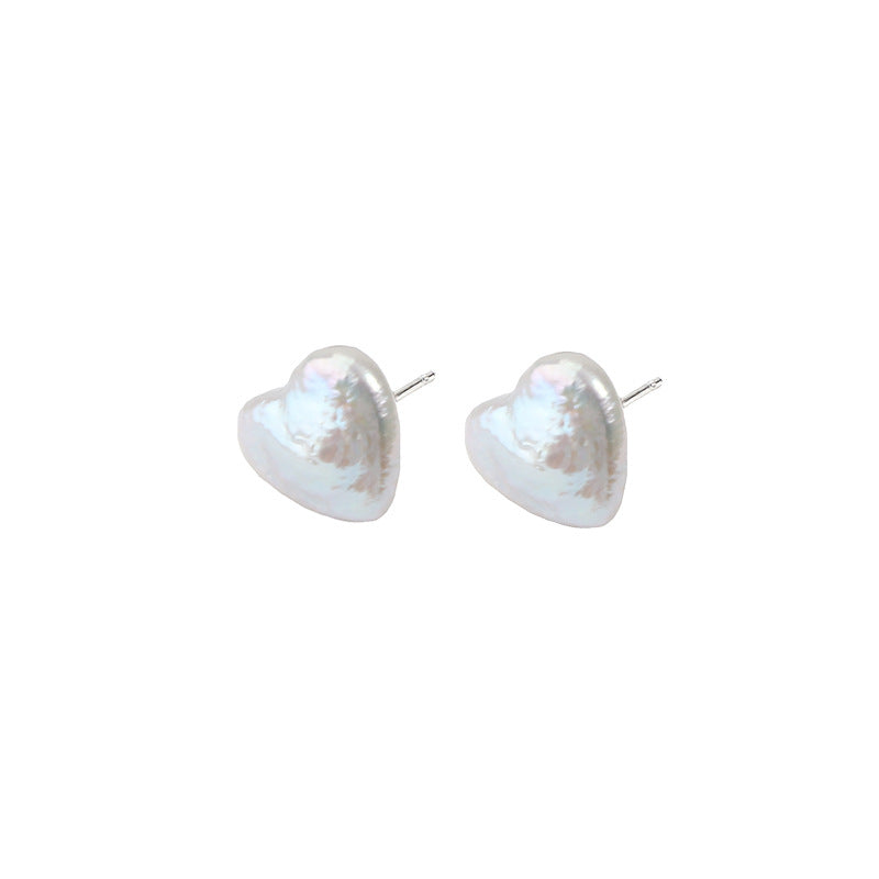 Baroque Heart Freshwater Pearl Stud Earrings