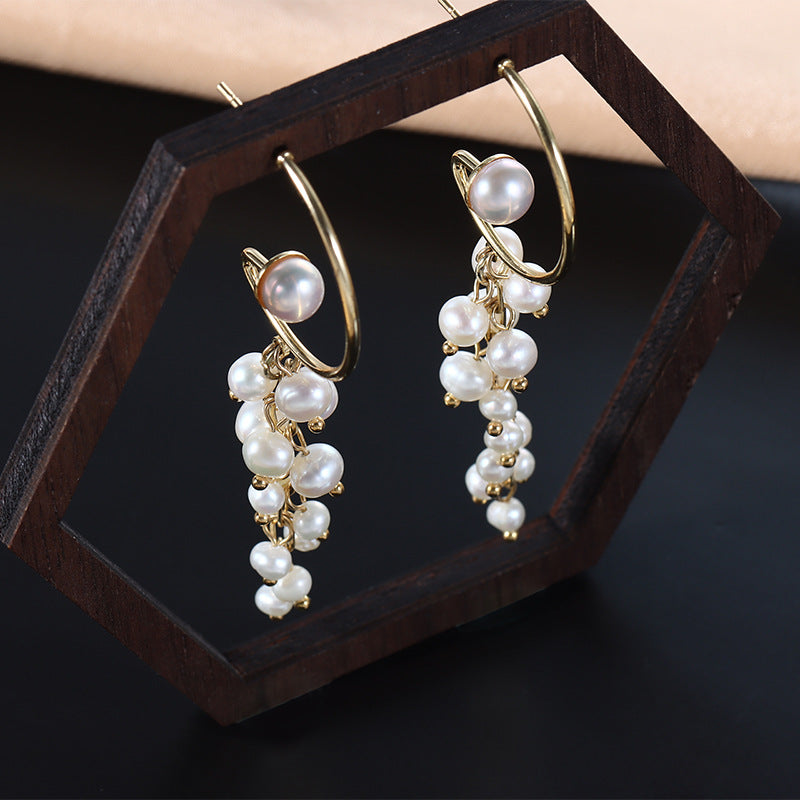 Grape Shape Pearl Drop Earrings