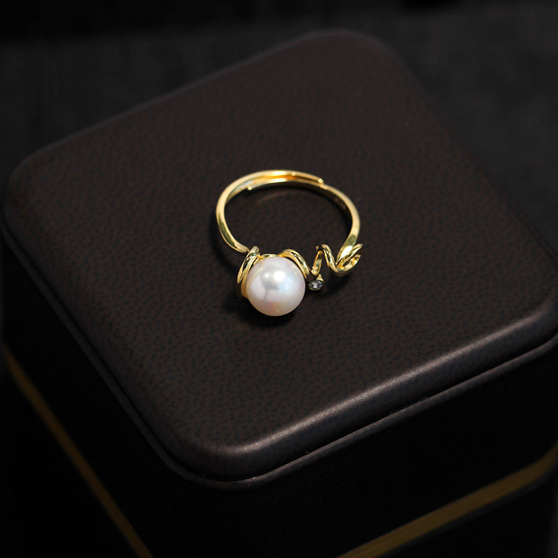 Golden Bud Freshwater Pearl Adjustable Ring