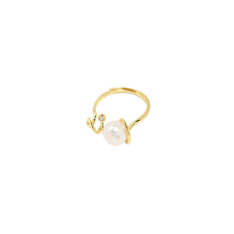 Golden Bud Freshwater Pearl Adjustable Ring