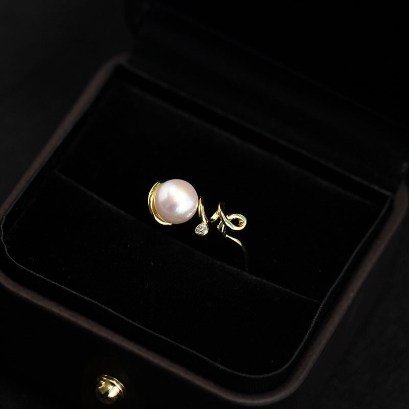 Golden Bud Freshwater Pearl Adjustable Ring