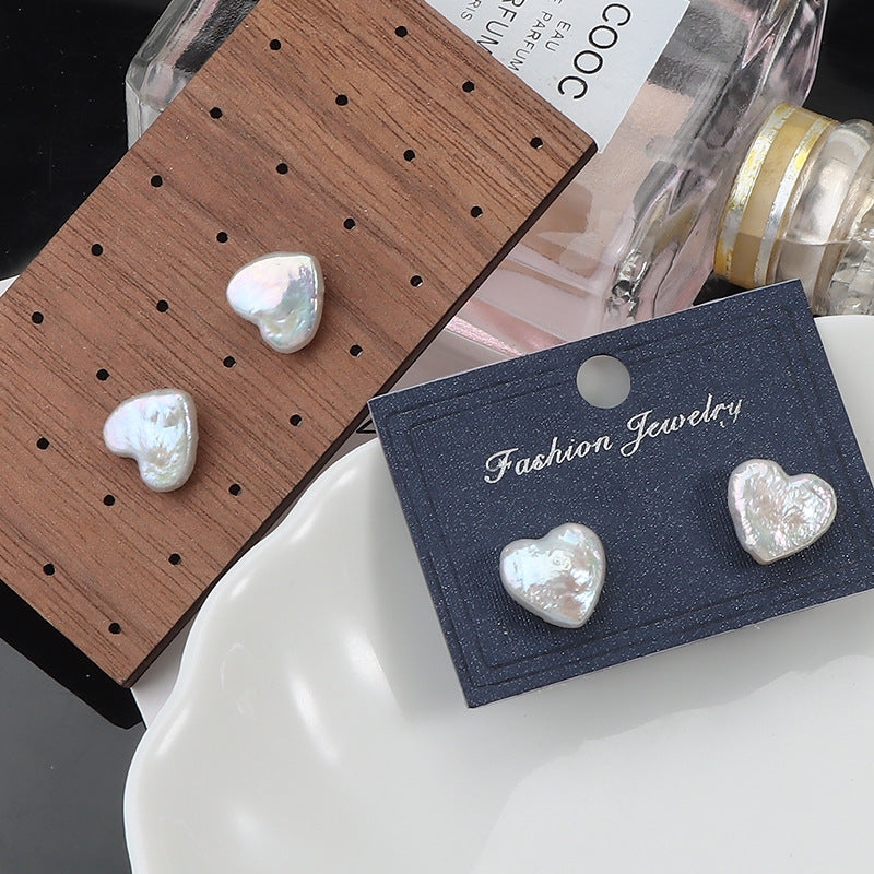 Baroque Heart Freshwater Pearl Stud Earrings