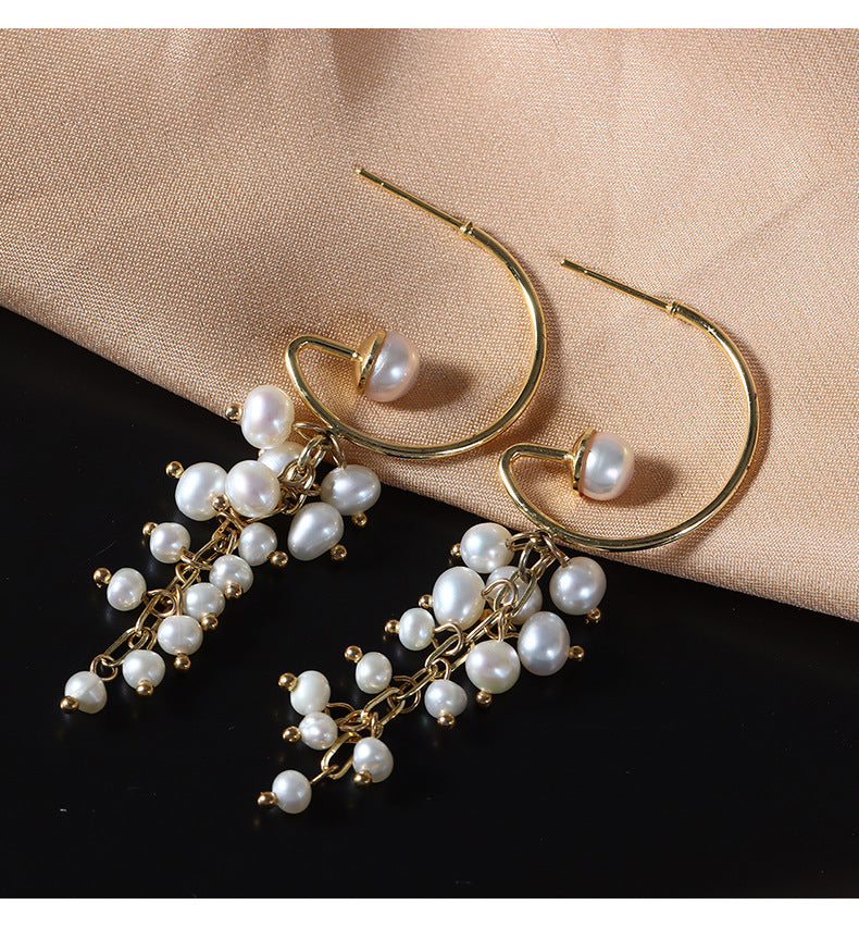 Grape Shape Pearl Drop Earrings