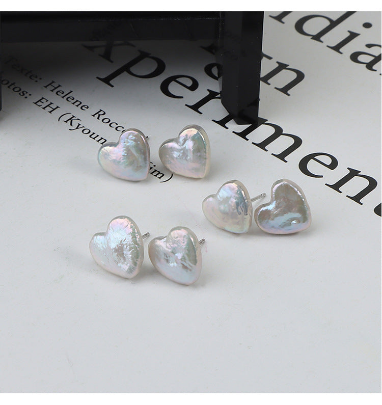Baroque Heart Freshwater Pearl Stud Earrings