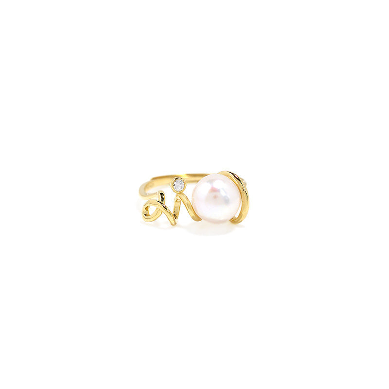 Golden Bud Freshwater Pearl Adjustable Ring