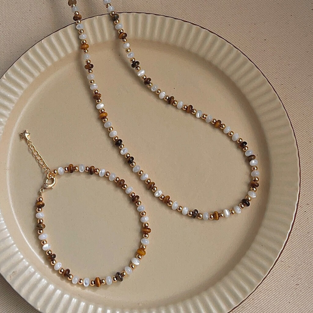 Tiger's eye shell jewelry set