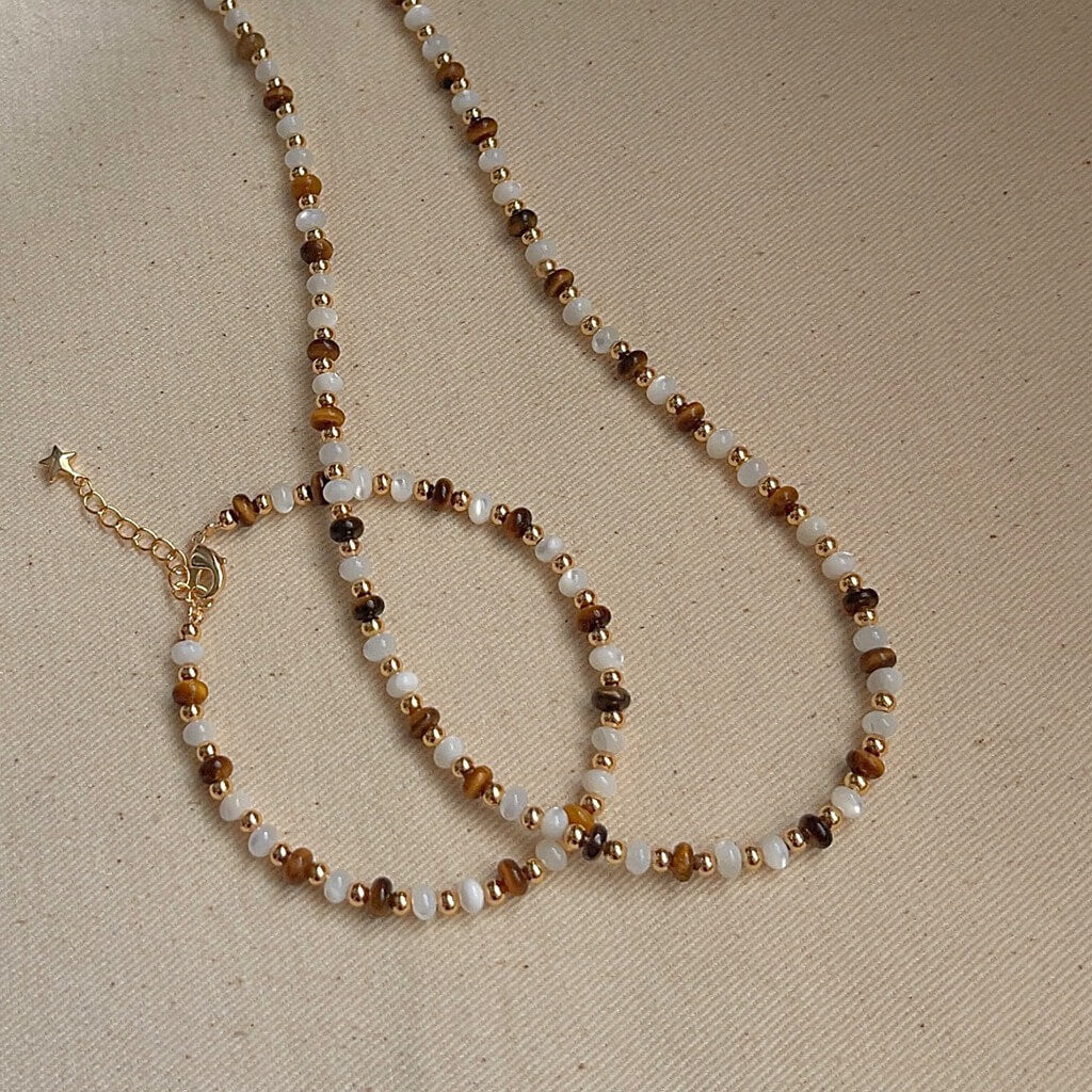 Tiger's eye shell jewelry set