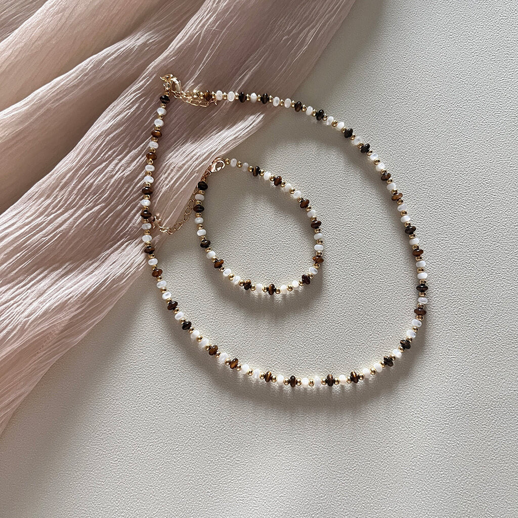 Tiger's eye shell jewelry set