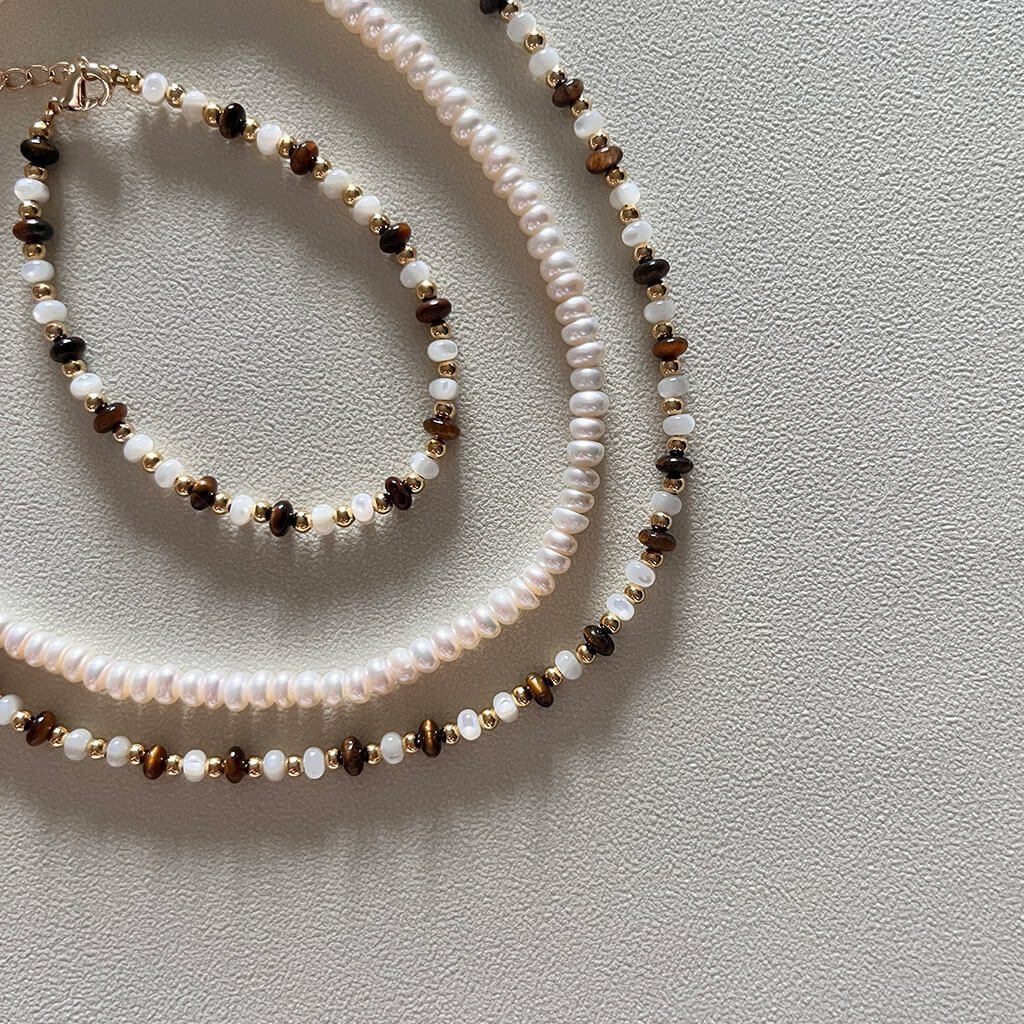 Tiger's eye shell jewelry set