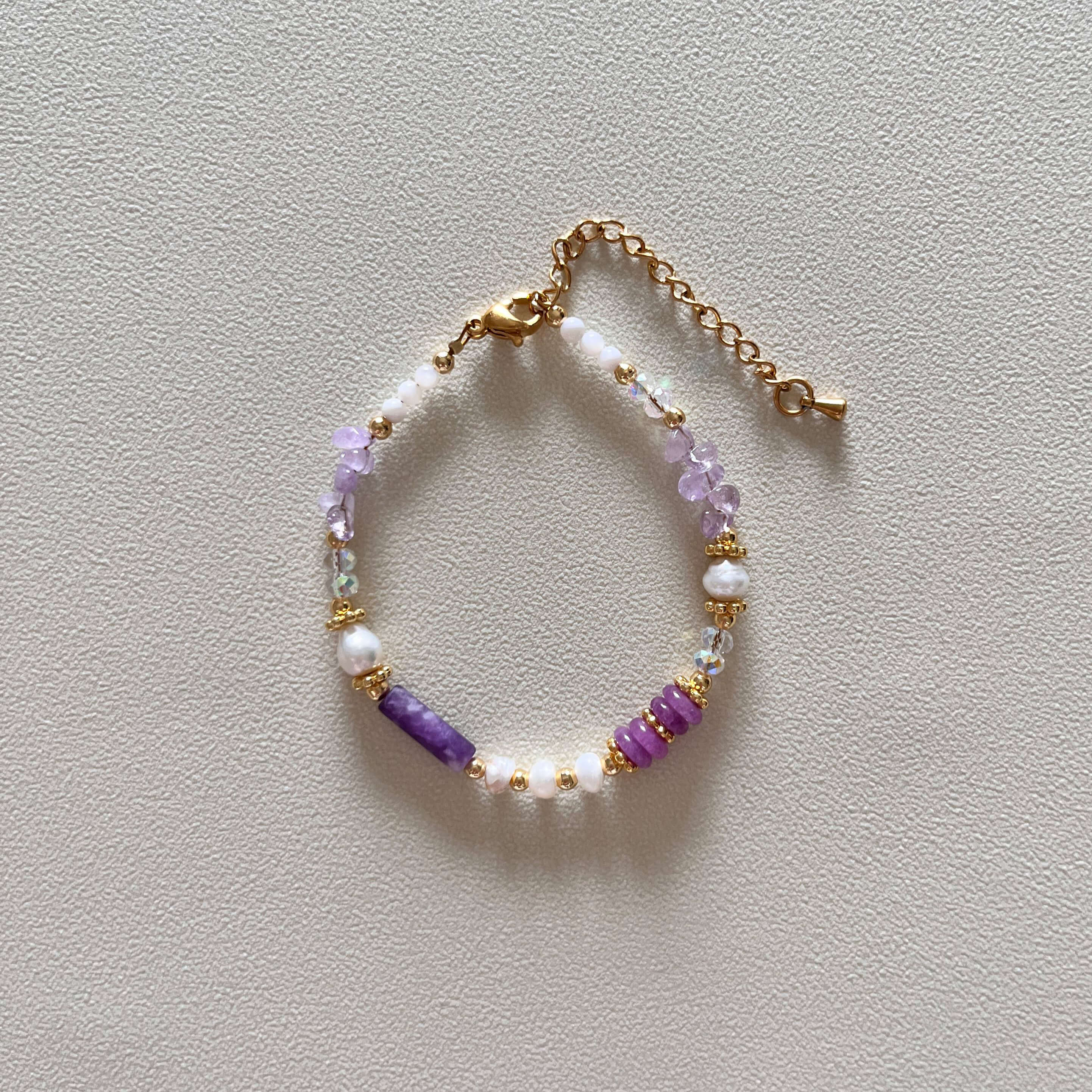 Purple natural obsidian pearl set