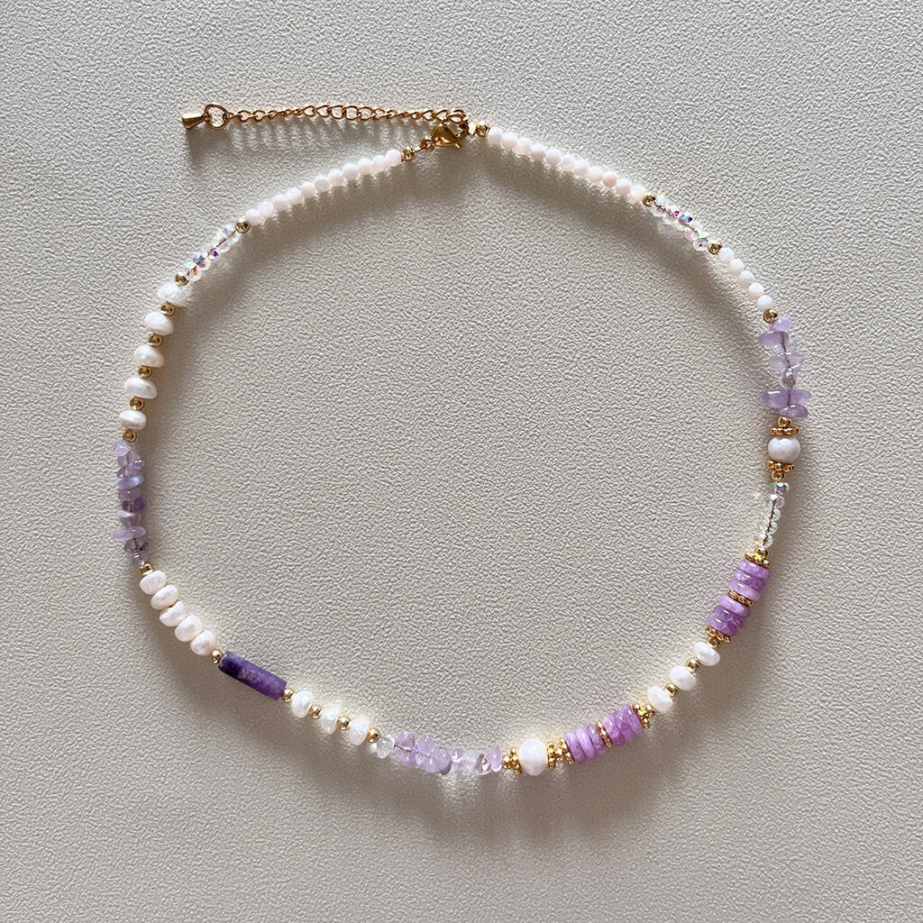 Purple natural obsidian pearl set