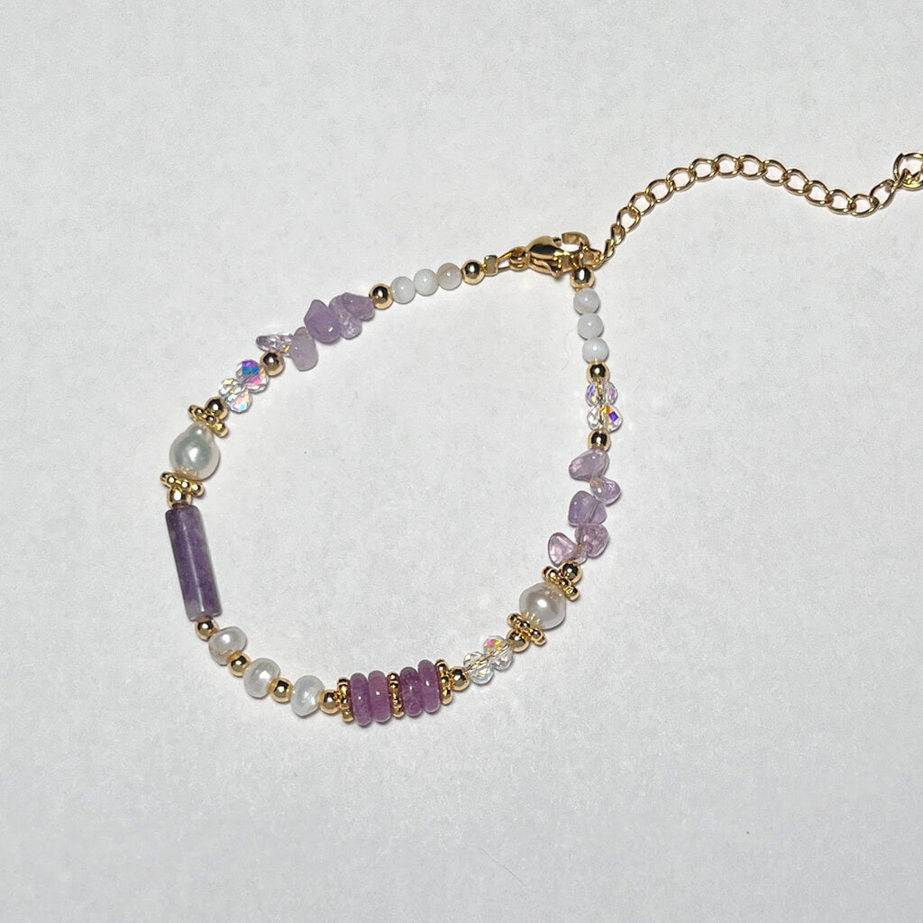 Purple natural obsidian pearl set