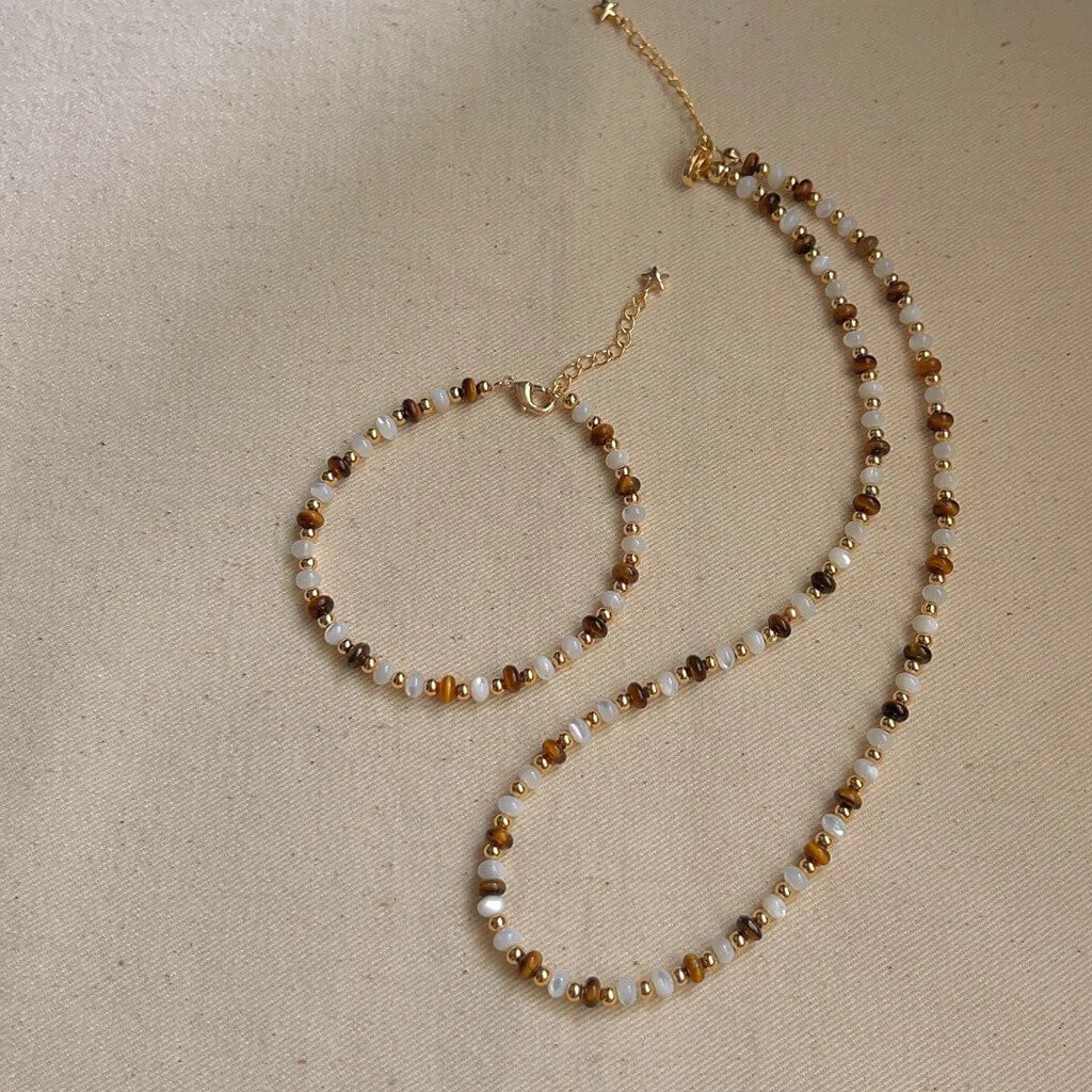 Tiger's eye shell necklace