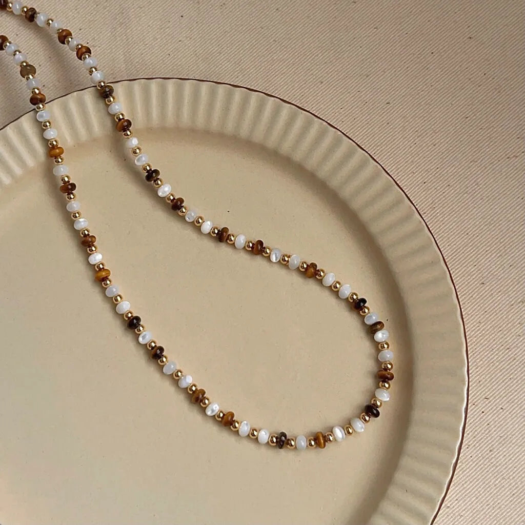 Tiger's eye shell jewelry set