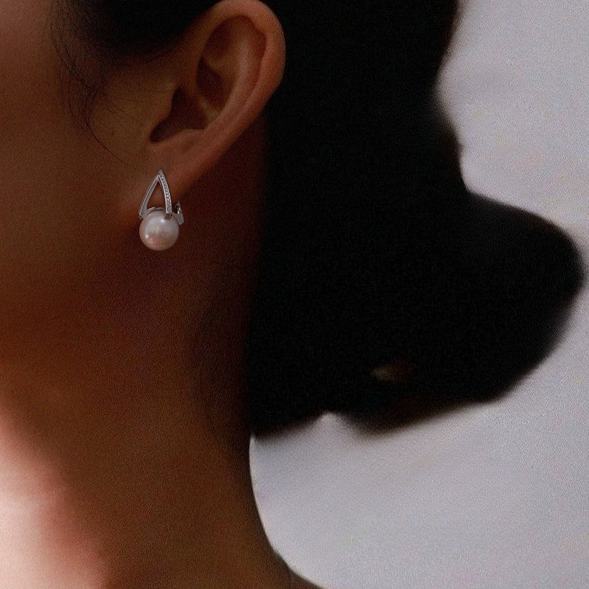 Framed Grace – Perfectly Round 11mm Pearl Earrings