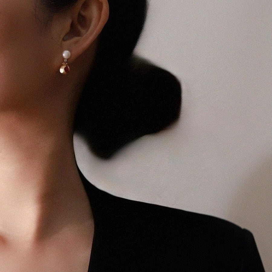 Golden Pomegranate Freshwater Pearl Earrings