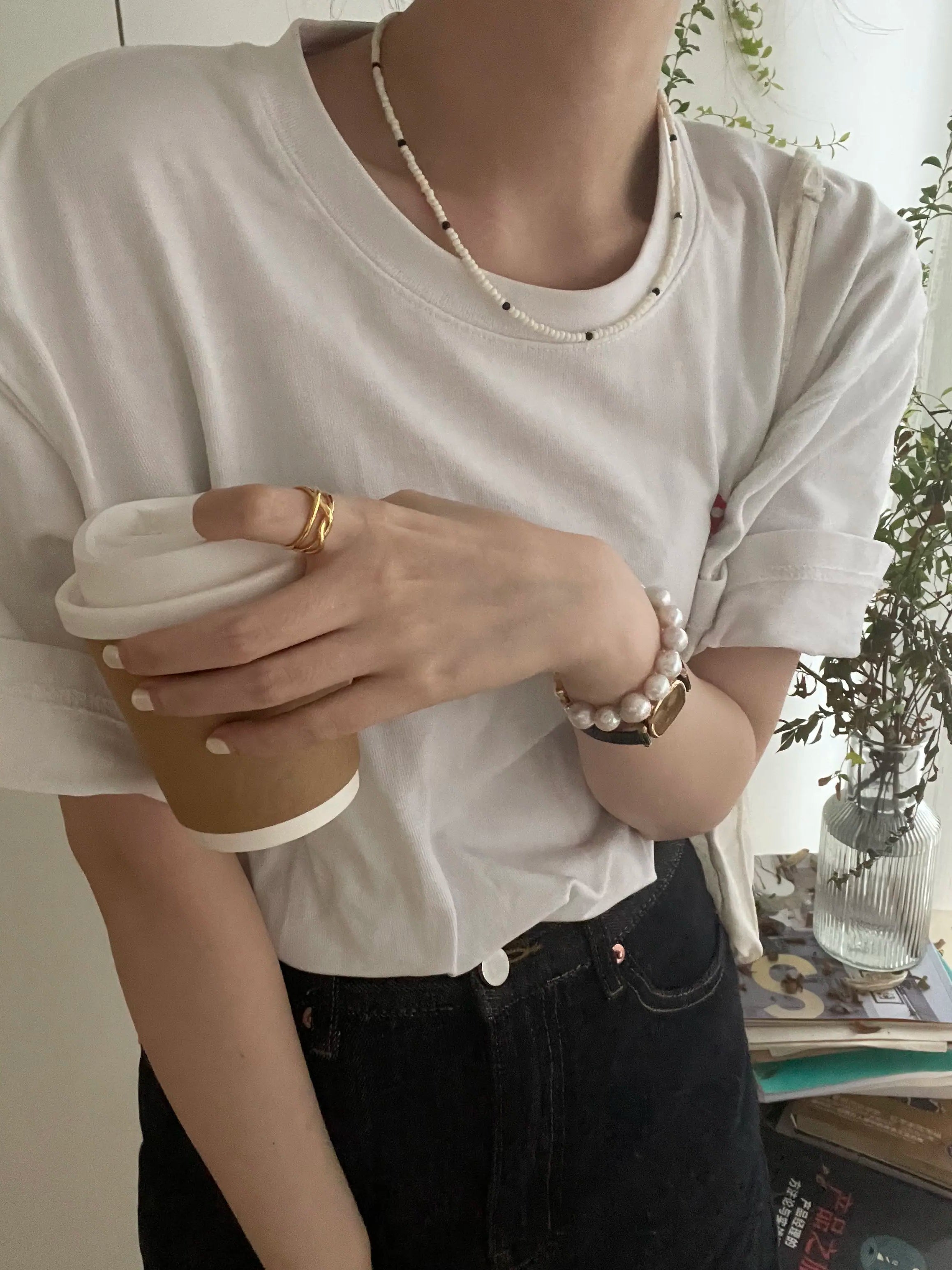 10-11mm Freshwater Pearl Bracelet with 14K Gold Accents