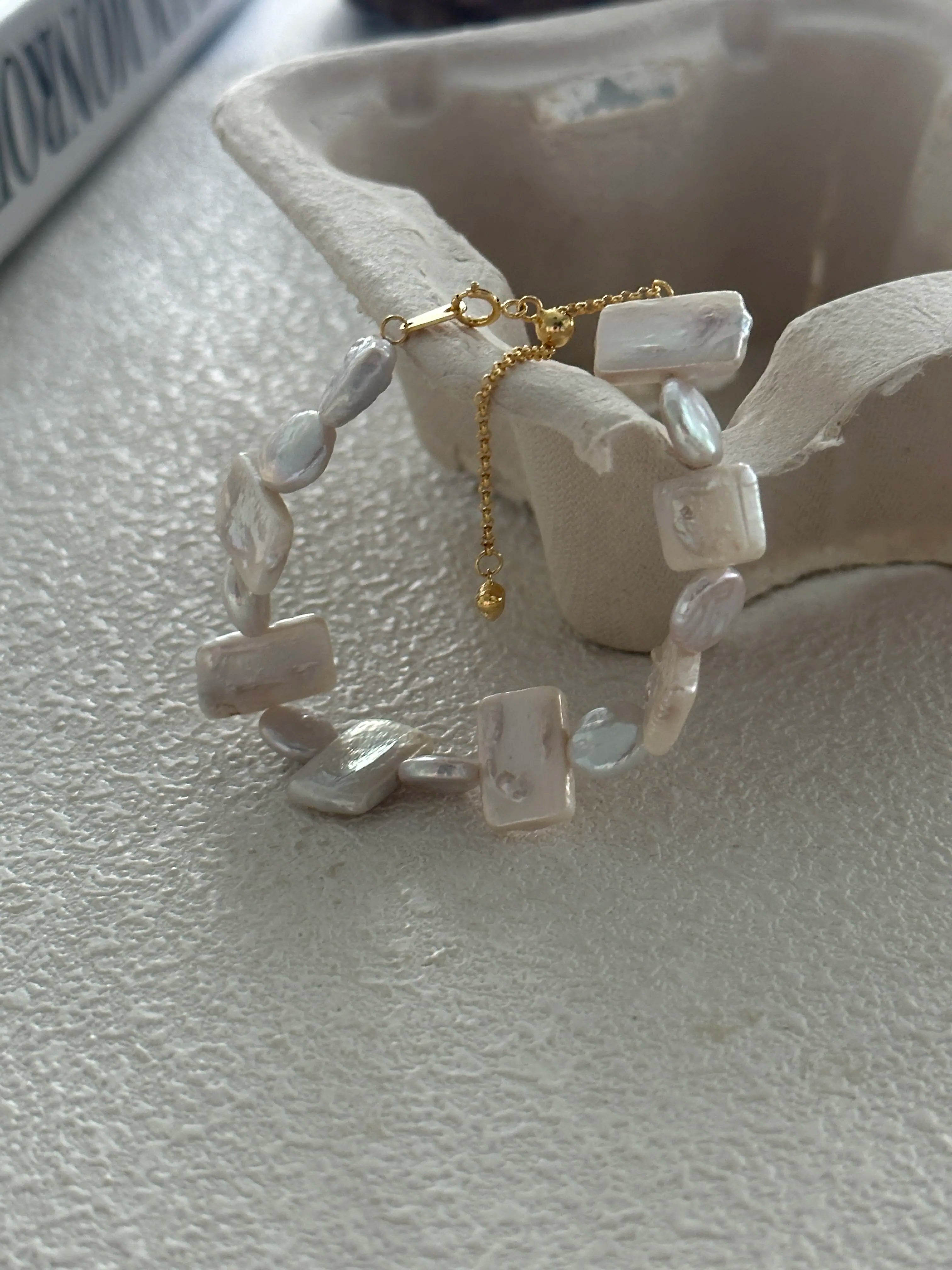 Geometric Baroque Pearl Bracelet