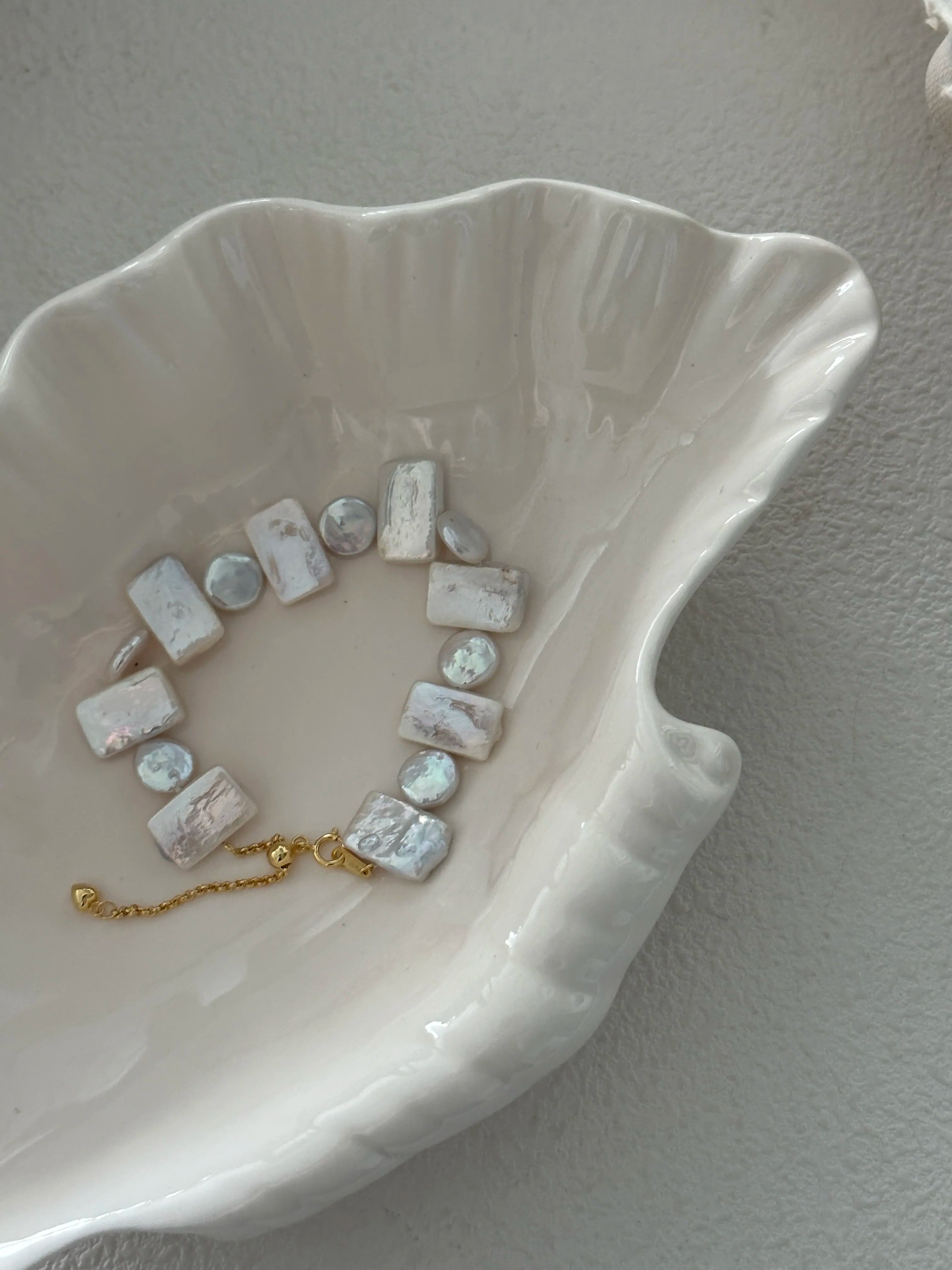 Geometric Baroque Pearl Bracelet