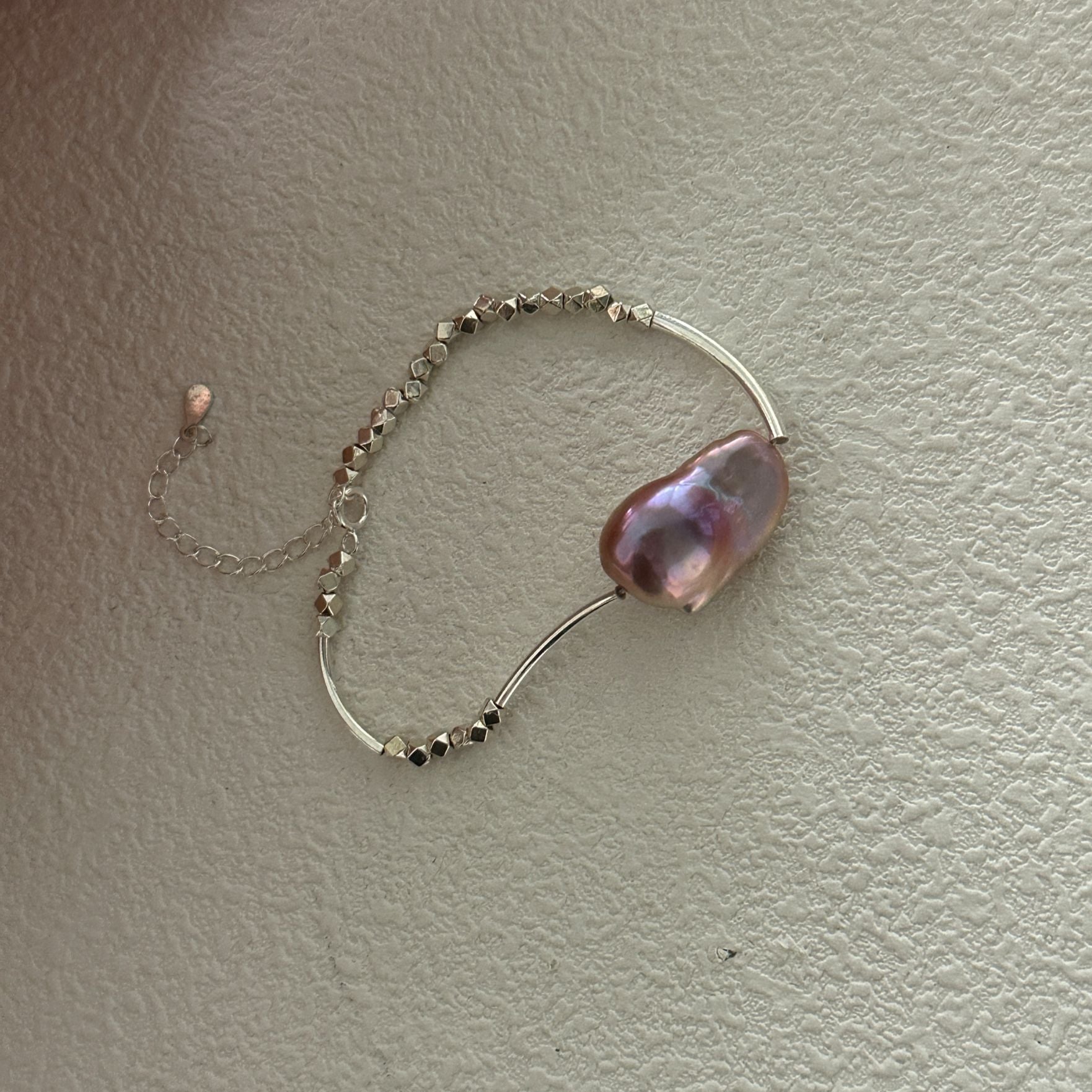 Single Baroque Pearl Silver Bracelet