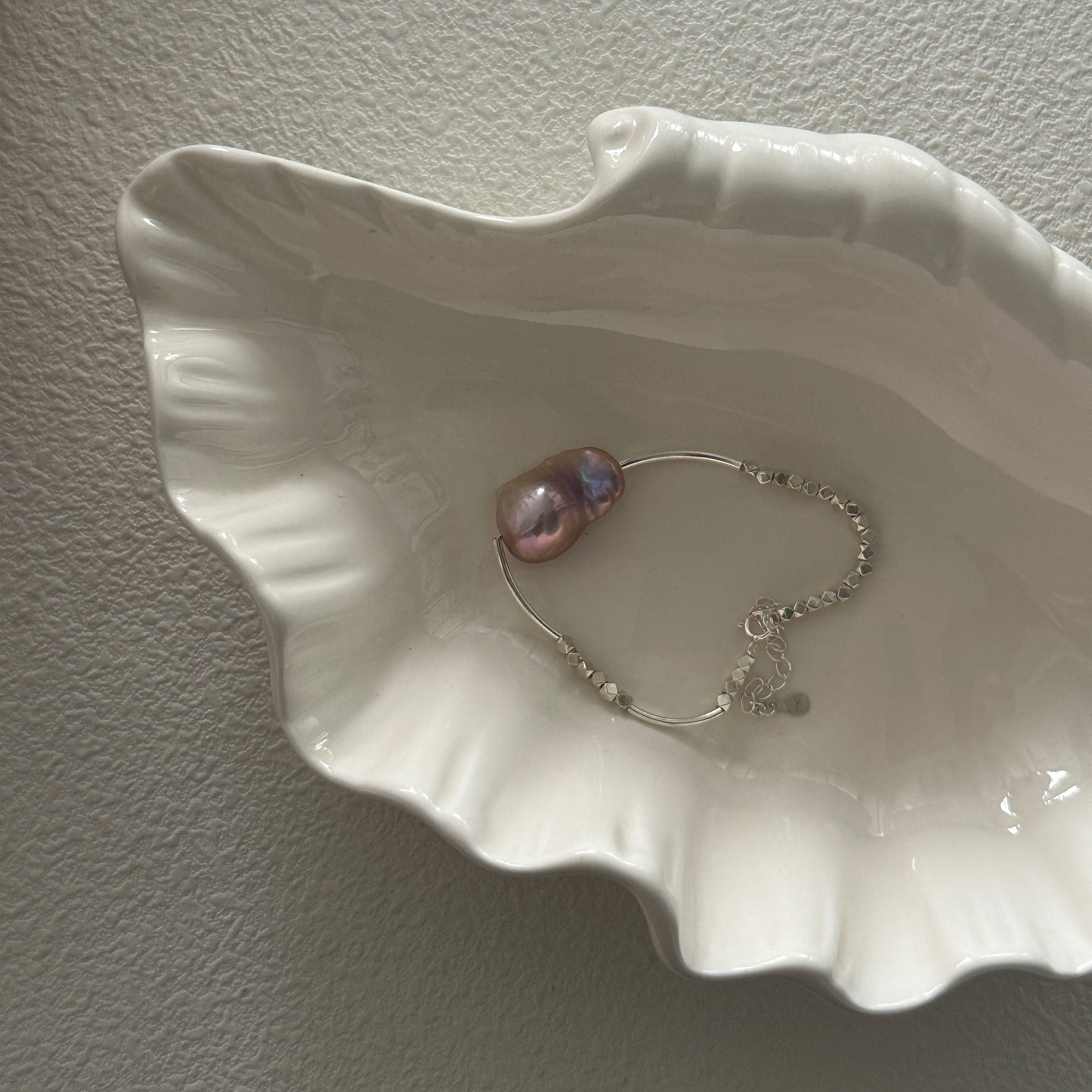 Single Baroque Pearl Silver Bracelet