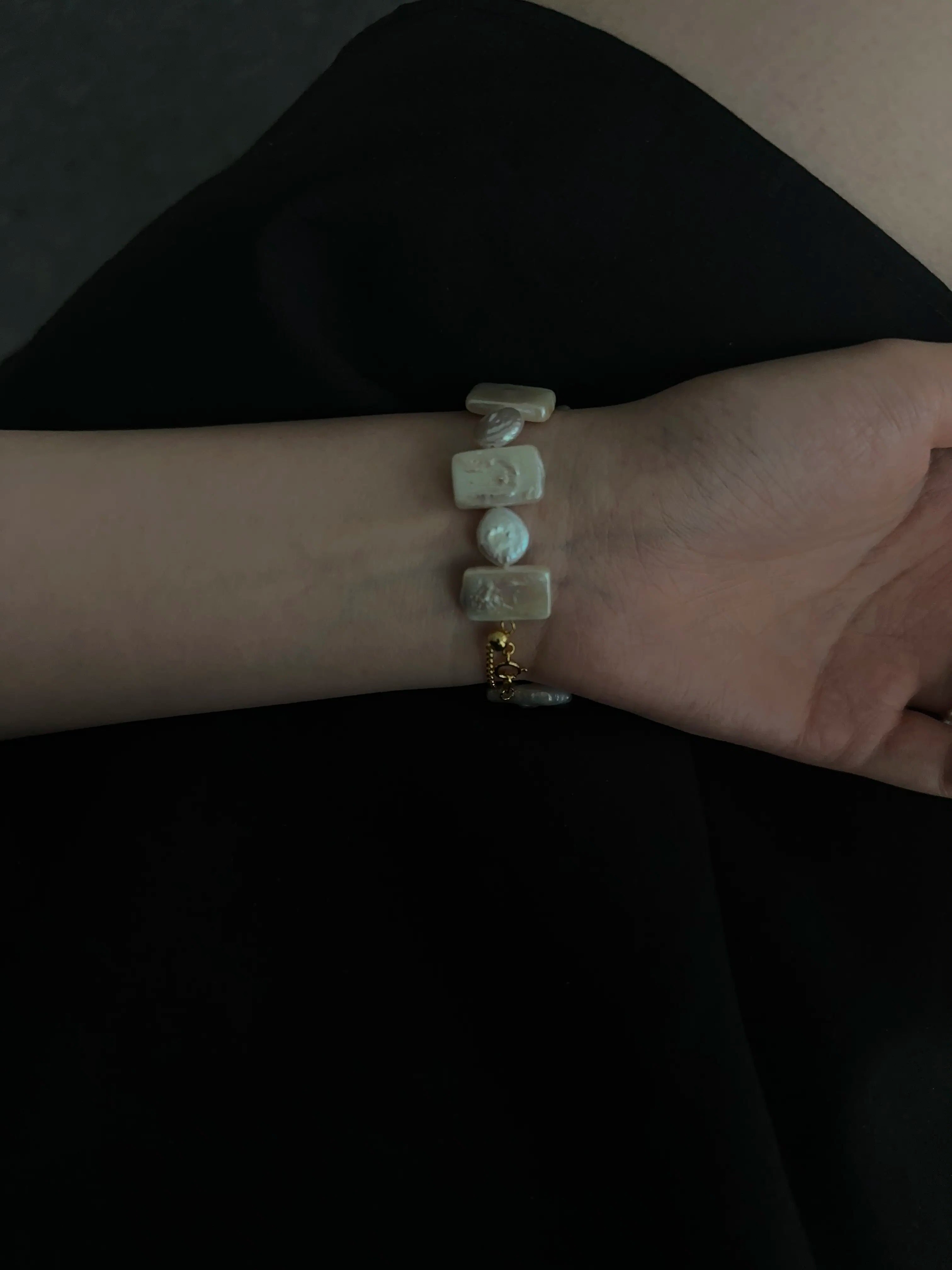 Geometric Baroque Pearl Bracelet