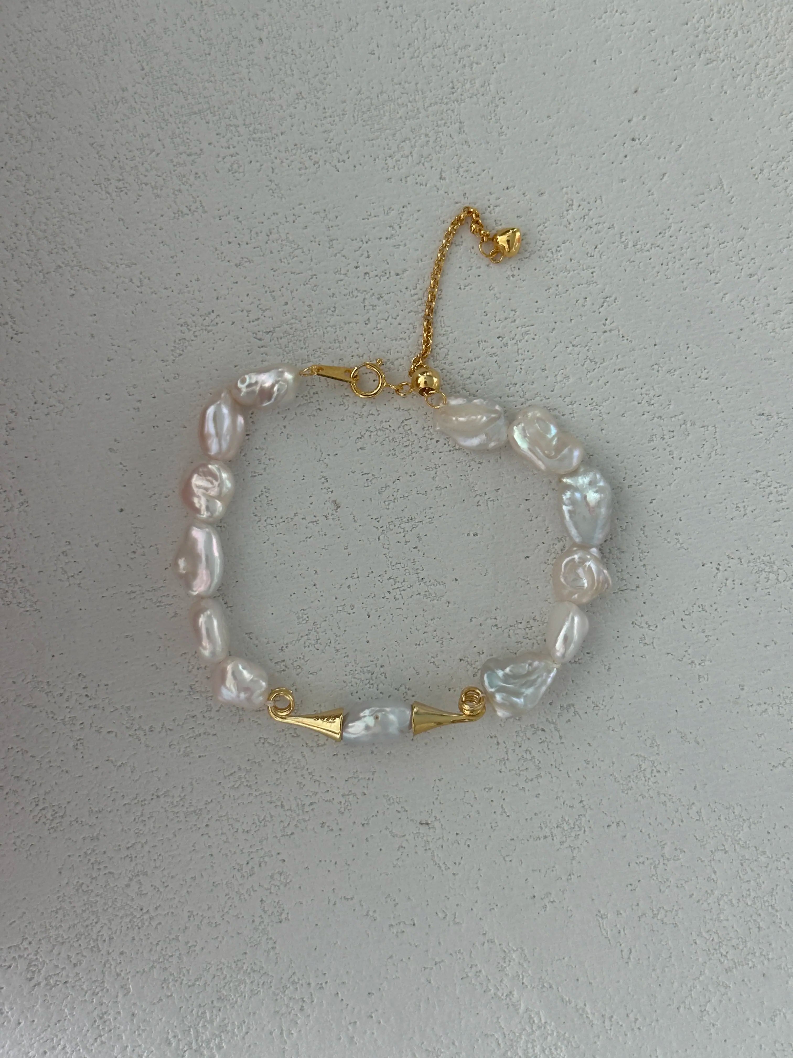 18K Gold Freshwater Baroque Pearl Bracelet