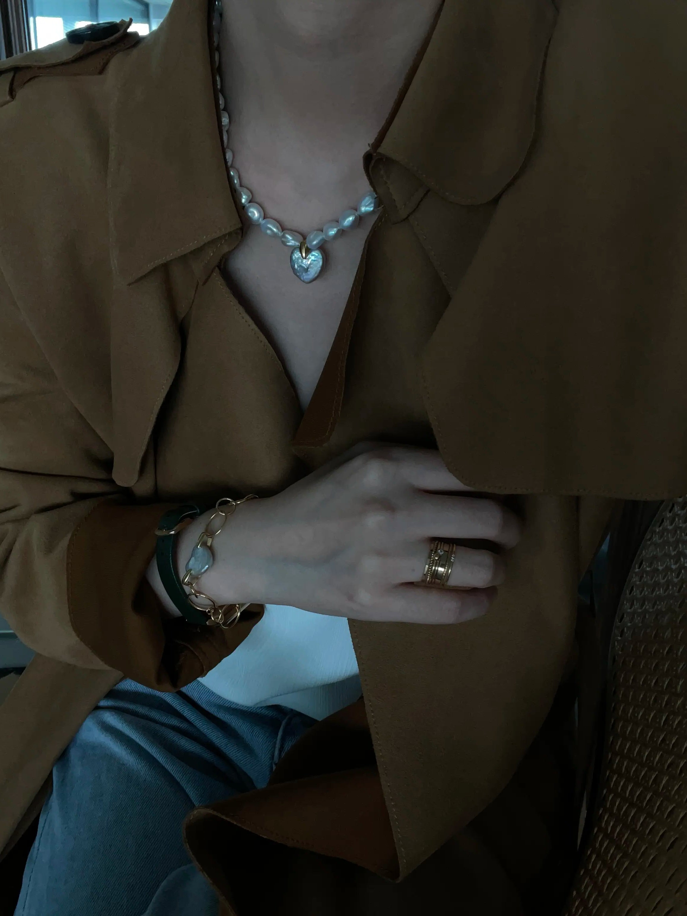 18K Gold Heart-Shaped Baroque Pearl Bracelet