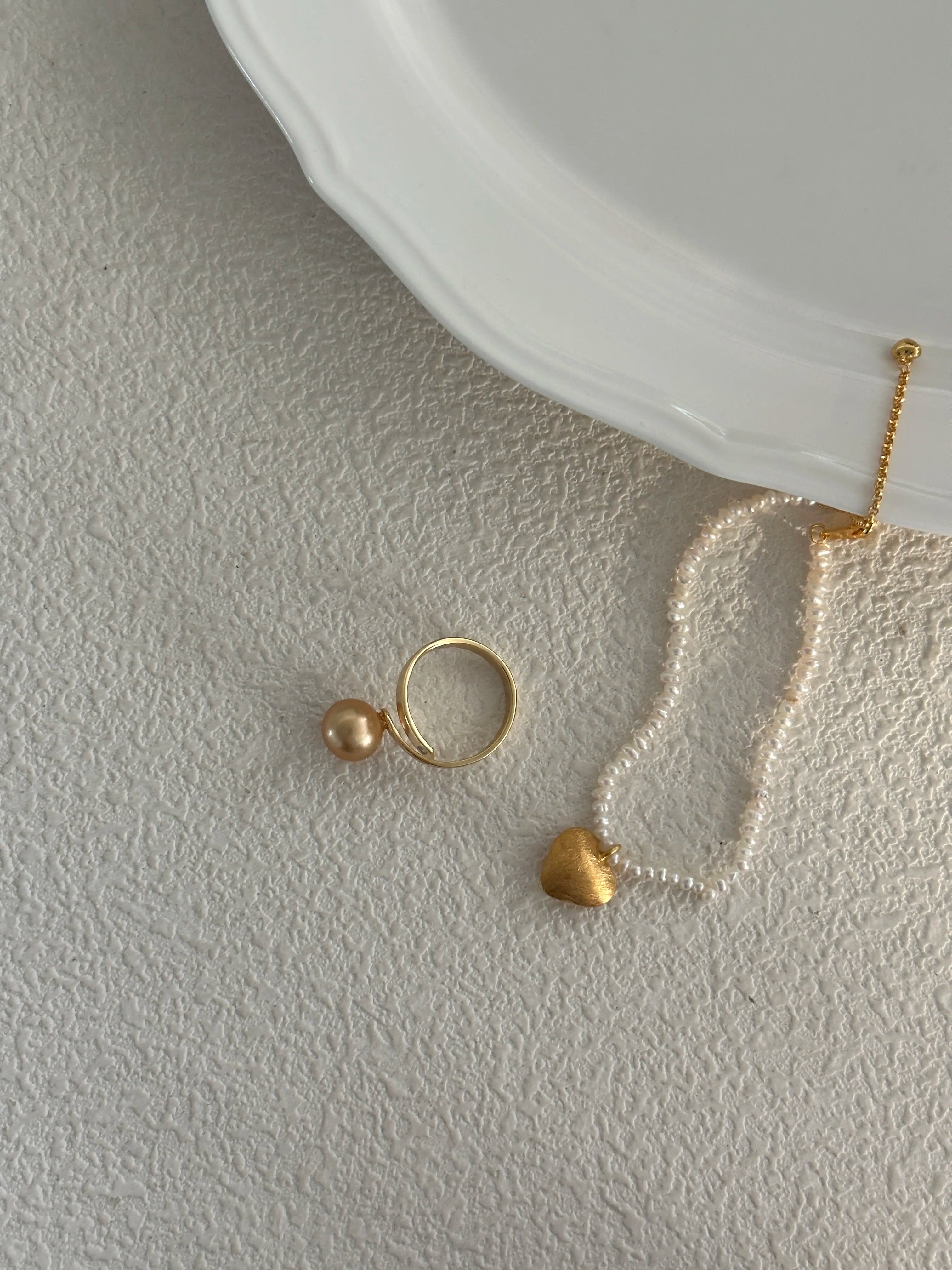 Handmade Silver Heart Pendant Pearl Bracelet