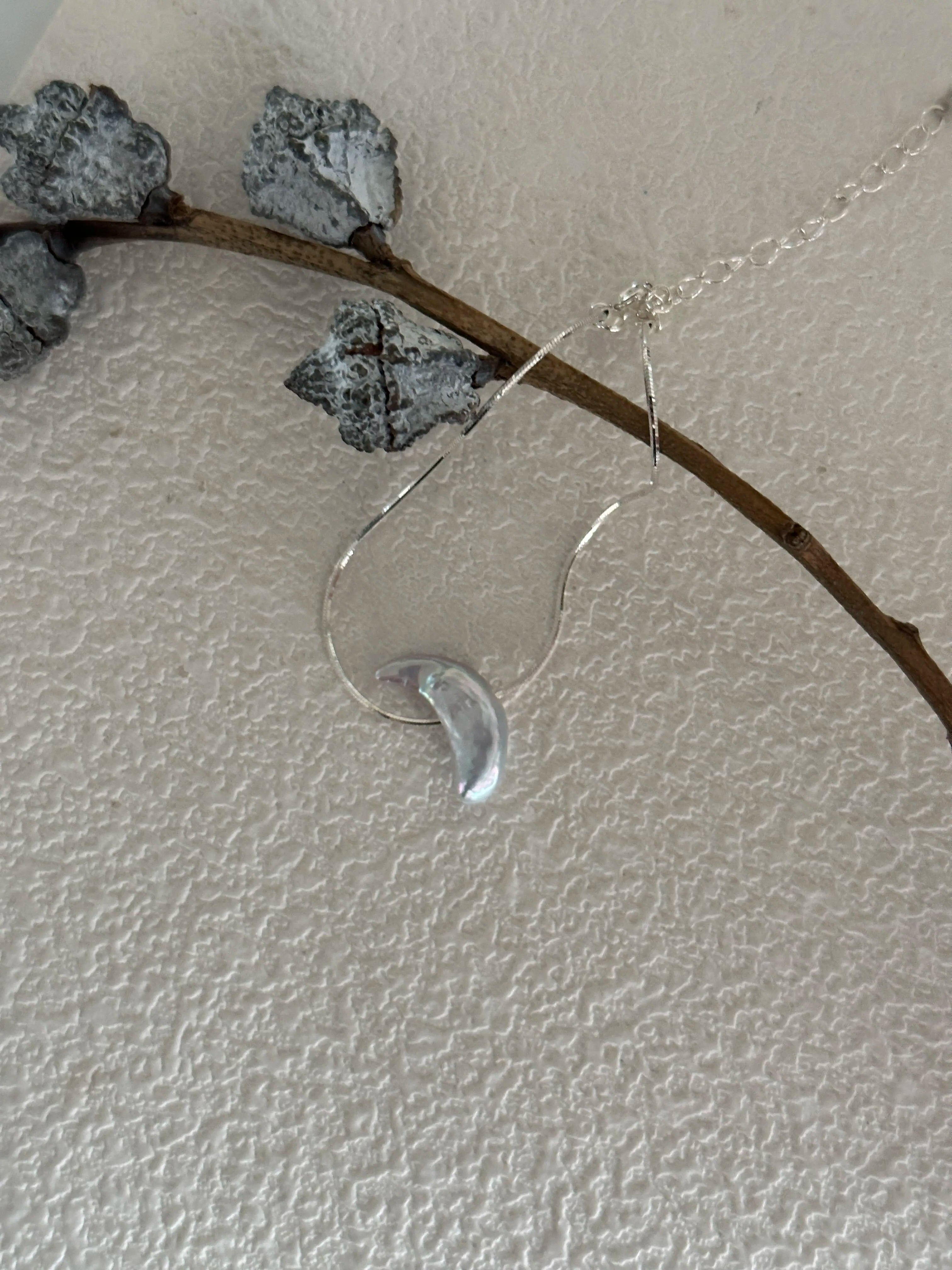 Moon-Shaped Baroque Pearl Silver Bracelet