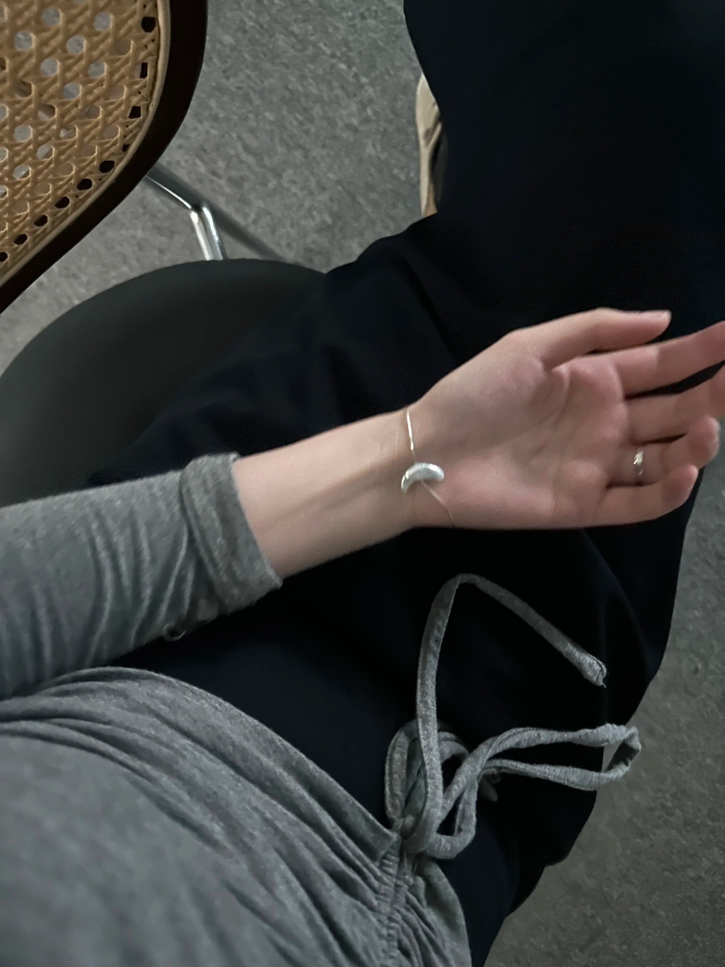 Moon-Shaped Baroque Pearl Silver Bracelet