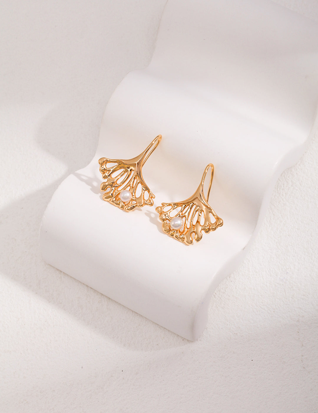 Ginkgo Whisper Freshwater Pearl Earrings