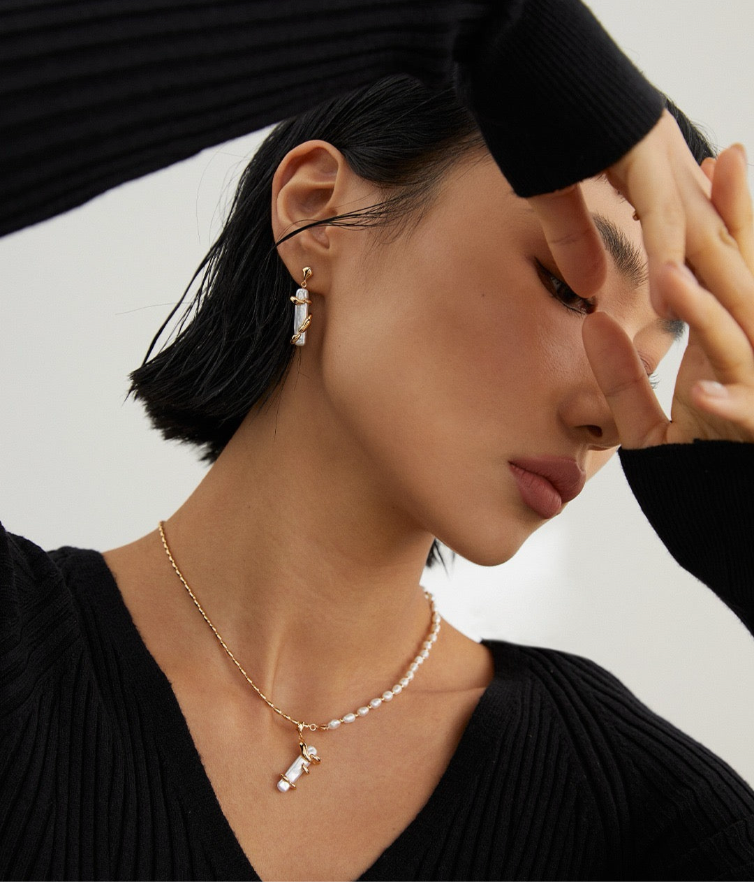 Asymmetric Baroque Pearl Earrings